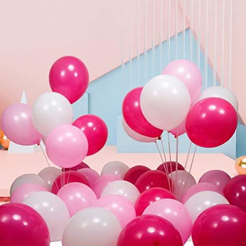 Image of 300 Pack Pink and White Balloons 12 inch White Hot Pink Latex Party Balloon Bulk for Various Party Events Decorations