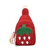 Hiflyer Small Sling Backpack, Rabbit Strawberry Design, Mini Backpack for Girls, Adjustable Shoulder Strap, Zipper Closure, 8x5x2 Inches, 0.2 liters