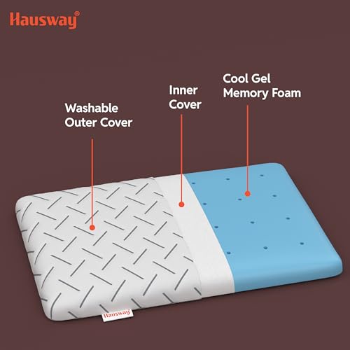 Image of Ventilated Cooling Gel Memory Foam Pillow Ultra-Thin Size - 2.5 Inch Thick, with Removable Washable Cover - Pack of 1