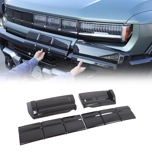 Front Bumper Headlights Cover for Hummer EV Accessories Black Smoked Headlamp Lights Cover Trim Guard Shell for Hummer EV SUV Pickup 2023 to 2027 Front Headlight Smoked Lens Kits (SUV)