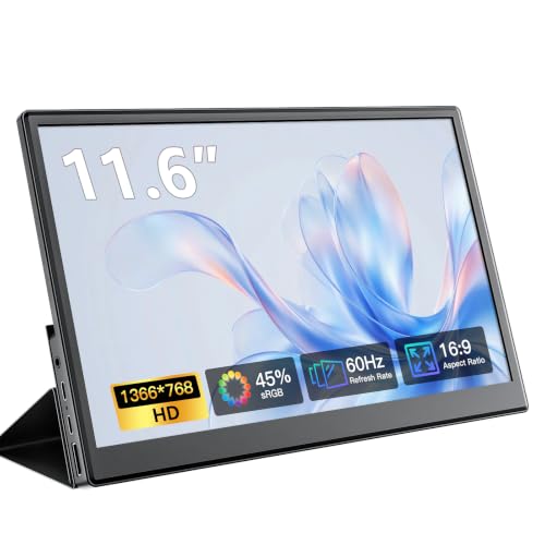Image of 11.6 Inch Small Portable Monitor, HDMI Display Dual USB-C External Monitor for Laptop, Plug&Play Ultra Slim Travel Display PC Phone Xbox PS5