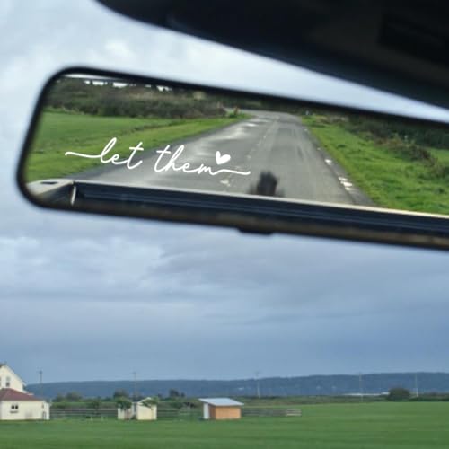 Image of Zpana Car Rearview Mirror Sticker, 3PCS Let Them Vehicle Rear View Window Decal with Heart, Positive Self Affirmation Mindfulness Automotive Bumper Protector Accessories, Universal Fit (White)