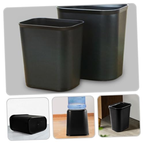 Caneca de basura rectangular Slim sin tapa de plástico negro miniatura 6