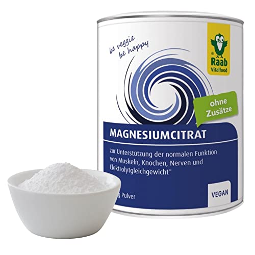 Raab Vitalfood Reines Magnesiumcitrat Pulver (200g) I Vegan, laborgeprüft, gut zu dosieren I Zur Unterstützung von Muskeln, Knochen Nerven & Elektrolyt-Haushalt I Ideal für Sportler Cover
