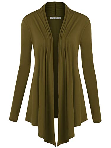 Image of Lock and Love Women's Draped Front Open Asymmetrical Cardigan - Casual Long Sleeve Lightweight Duster