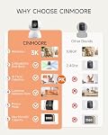 3K Caméra de sécurité bébé/petit avec 64GB SD Carte, pas de frais mensuels, 360° Pan-Tilt, vision nocturne, AI Détection humaine, corporelle, faciale et motrice, 2-Way Parle, WiFi 6