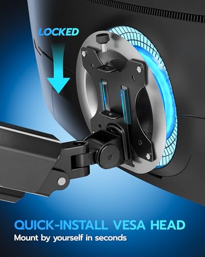 Image of ARES WING Heavy Duty Single Monitor Arm - Fully Adjustable Monitor Mount for 17 inch-40 inch Ultrawide Screens up to 26.4 lbs with Clamp /Grommet Desk Mount and USB A /C, 75 /100 Vesa Mount, Black