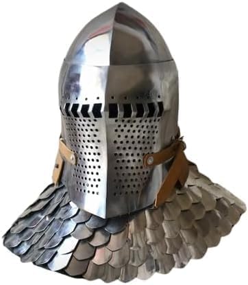 Generic Bascinet Helmet Type 3 for Buhurt & Reenactment Silver, standard