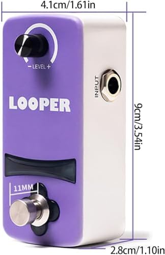 Mini Electric Guitar Looper Pedal - 12 Minutes Recording Time, Unlimited Overdubs, High Fidelity Audio - Portable Loop Station with 3.5mm I/O, Headphone Monitor, Dual Power (9V DC/USB-C) - Purple image 3