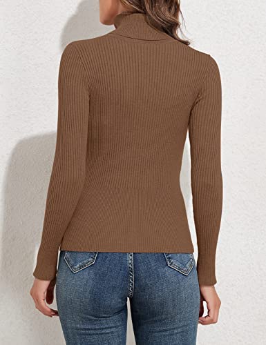 Image of PrettyGuide Women's Ribbed Turtleneck Long Sleeve Sweater Tops