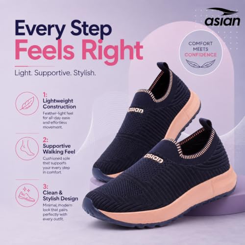 Image of ASIAN Breeze-04 Women's Slip-On Walking Shoes | Lightweight Knit Sneakers with Memory Foam Comfort | Casual, Travel