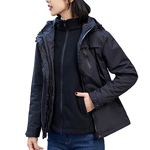 FLYGAGA ジャケットレディース 登山服 マウンテンパーカー 3in1コート ウンテンジャケット アウトドアスポーツ 超軽量 防水 保温 防寒 防風 通学 通勤対応