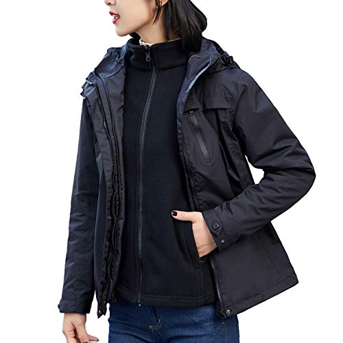 FLYGAGA WOMENS JACKET CLIMBING CLOTHES MOUNTAIN PARKA 3-IN-1 COAT OUTDOOR SPORTS ULTRA LIGHTWEIGHT WATERPROOF THERMAL WINDPROOF FOR SCHOOL OR WORK