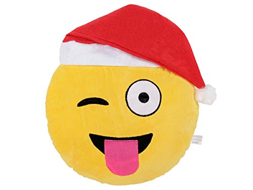Alsino - Cojín con diseño de emoticono navideño con gorro de Papá Noel
