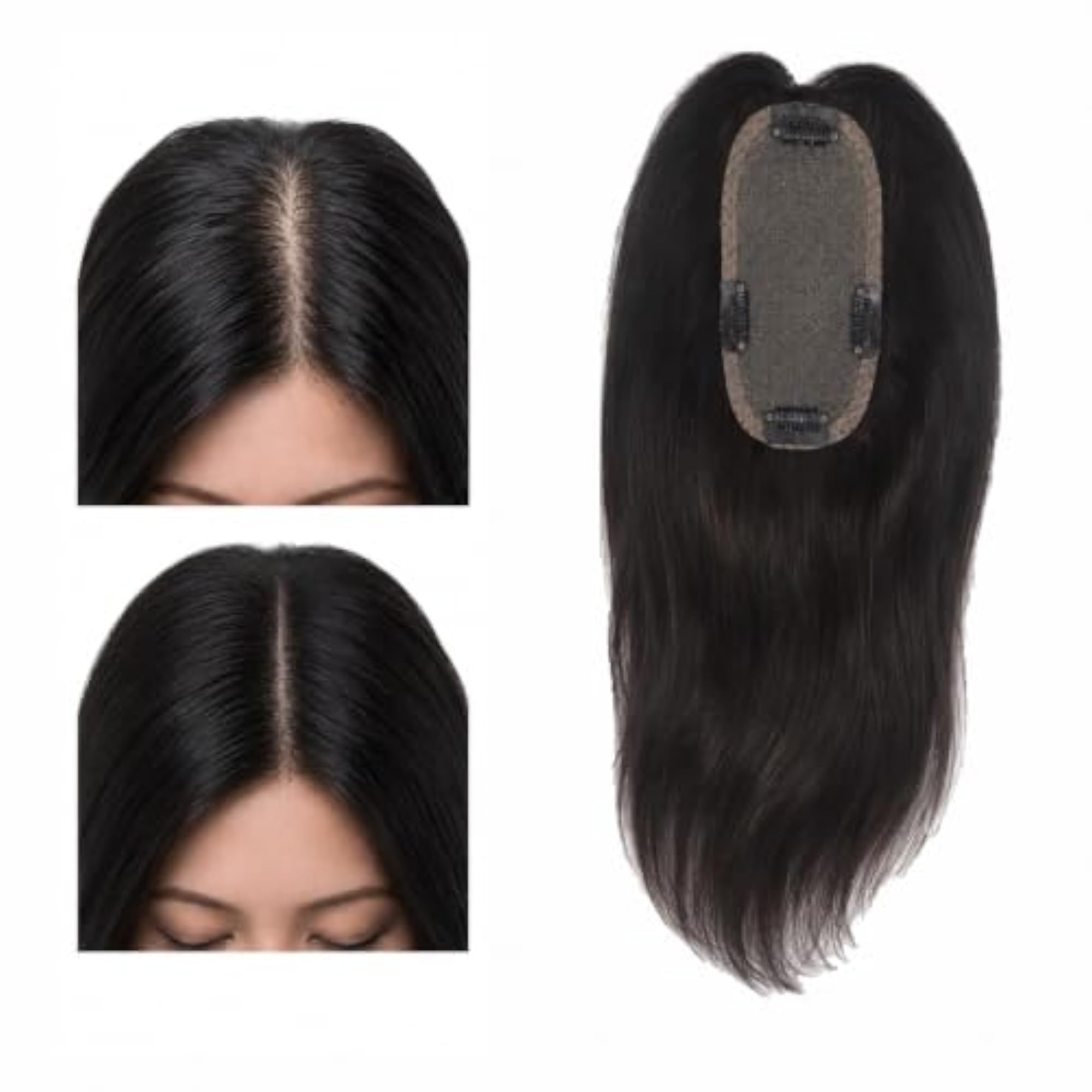 Invisible Clip-In Human Hair Topper for Women