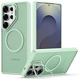 Nvollnoe for Samsung S25 Ultra Case Compatible with MagSafe Military Grade Shockproof Heavy Duty Protective Adjustable Kickstand Matte Semi Clear Phone Cover for Samsung S25 Ultra(Mint)