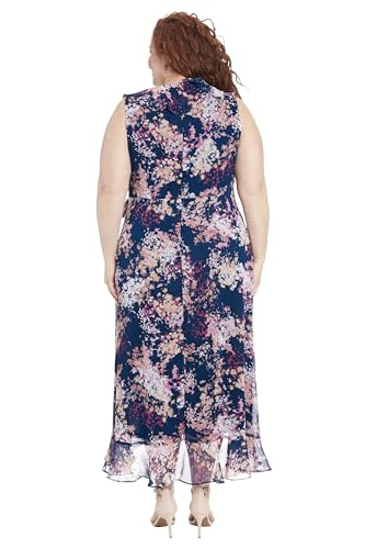 Image of London Times Women's Dresses Ruffle V-Neck and Faux Wrap Maxi Dress