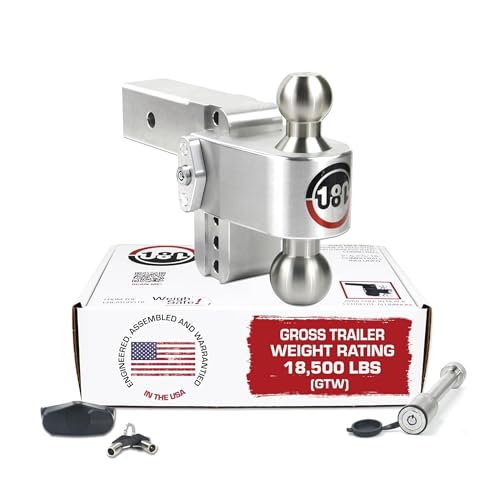 Weigh Safe Adjustable Trailer Hitch Ball Mount, 4" Adjustable Drop Hitch for 2.5" Receiver w/ 2 pc Keyed Alike Lock Set, Heavy Duty Aluminum Trailer Tow Hitch w/Stainless Steel Tow Balls, 18,500 GTW by Weigh Safe - Used condition - US$273.98