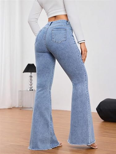 Image of KOTTY Women's High Waist Flared Fit Stretchable Denim Jeans for Casual