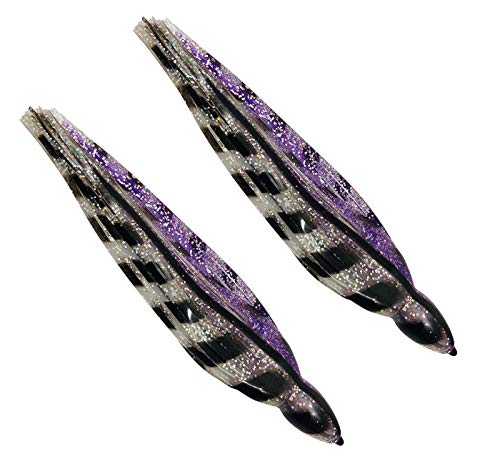 Marlin Lure Skirts 12 Inch (Includes 2 Skirts) Squid Trolling Lure Skirts (Purple Black) #TOP14