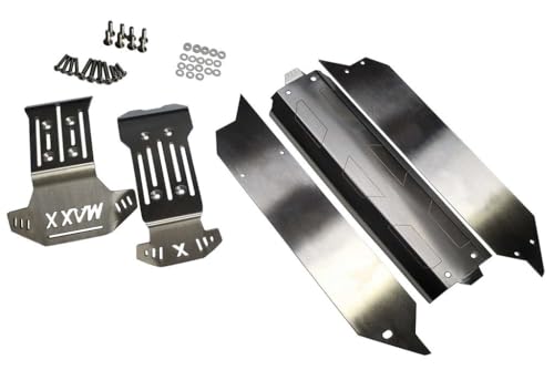 Image of V2 Stainless Steel Chassis Skid Plate Protector Guard Armor Front + Center + Rear 5pcs for Traxxas V2 1 /10 Newest Wide Maxx 89086-4 - Hollow