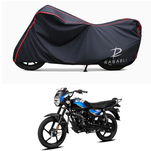 Image of Waterproof Bike Body Cover Compatible for | Bajaj CT 110X Electric Start | Taffeta Fabric, Red Piping Design, Bottom Elastic Fit | Dustproof, Sun UV & Rain Protection for All Bikes