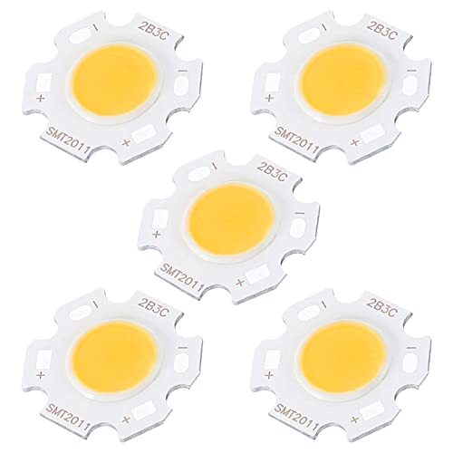 MECCANIXITY COB LED Light Chip Beads 20mm 3W 260mA Energy Saving Bulb for Spotlight Floodlight Pack of 5, Warm White