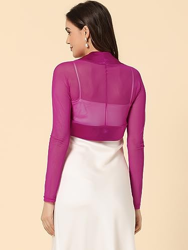 Image of Allegra K Women's Satin Shrug Wedding Open Front Mesh Evening Formal Bolero