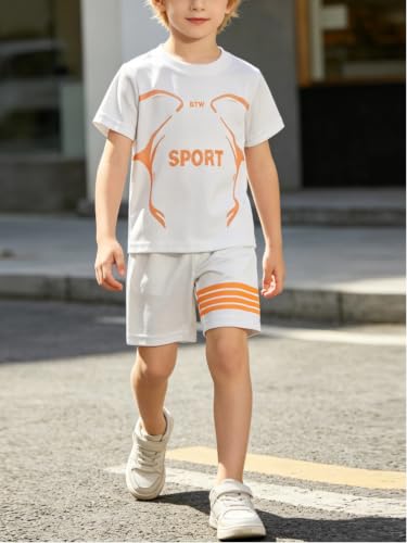 Image of Boys Clothes Short Set 6 Piece Outfit Athletic T-Shirt and Quick Dry Shorts Kids Summer Clothing Set Size 3-14