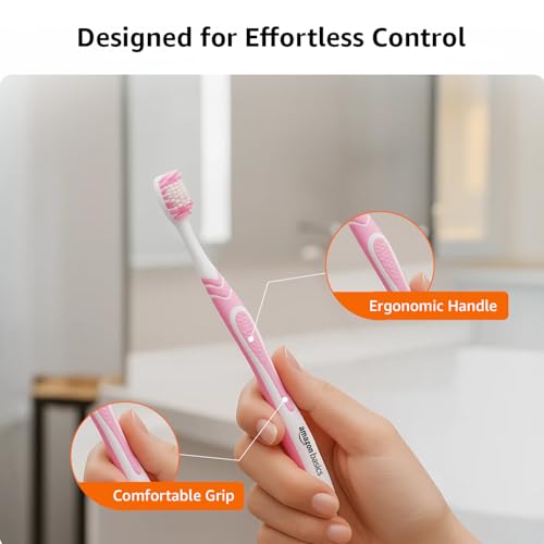 Image of Amazon Basics MultiPro ZigZag Toothbrush for Adults, Multicolour | 12-Count (4 x 3 Packs) | Soft Bristles for Deep Cleaning, Plaque Removal & Gentle Gum Care