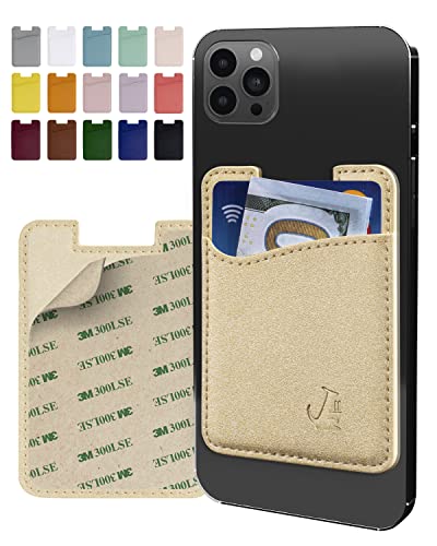 Amazon Com Premium Leather Phone Card Holder Stick On Wallet For Iphone And Android Smartphones Minimalist Style With Non Slip Lining Secures Up To 3 Cards Kangaroo Gold Leather By Wallaroo