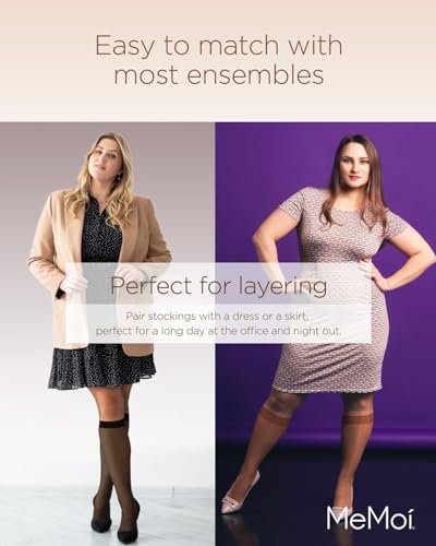 MeMoi 2 Pack Opaque Knee Highs for Women, Microfiber Knee High Socks, Comfortable Knee High Stockings - Sizes 1X-4X4