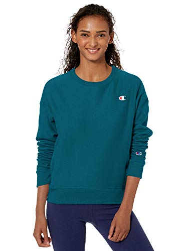 Champion LIFE Women's Reverse Weave Crew-Small Left Chest C, Jeweled Jade