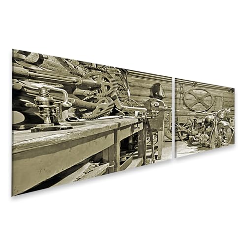 Motif atelier tableau sur toile vintage déco salle de loisirs pour technophiles