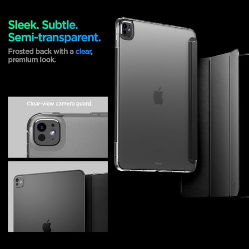 Image of Spigen for iPad Pro 13 Inch Case M5 /M4 (2025-2024), Liquid Air Folio Protective Tri-Fold Cover with Transparent Back, Supports Auto Wake /Sleep, Black