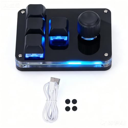 Fafeicy Sayo -enhet O3C Makro Keyboard 4 Key 1 Knob Programmerbar Knappsats med blå Switchar och RGB -belysning för Spel och Produktivitet