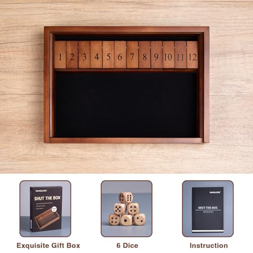Juego Wooden Shut The Box Dados de Mesa para 2 Jugadores miniatura 3