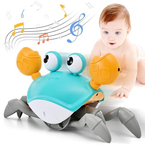 Image of Crawly crab baby toy,Birthday Gifts for Toddler & Newborn, Light-Up Walking Dancing Moving Crab with Music & Obstacle Avoidance,Build in Rechargeable Battery for Crawling Crab Baby Interactive Toy