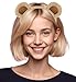 Delfd 4 Count Brown Bear Ears Headband Adult, Bear Costume Fluffy Chipmunk Ears Headband for Party Cute Fashion Hairband for Face Wash Makeup Beauty