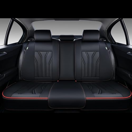 Image of FLORICH Leather Seat Covers Full Set Car Seat Protectors 5 Seats Automotive Seat Covers Universal Fit for Most Cars Trucks SUV-Black&Red Line