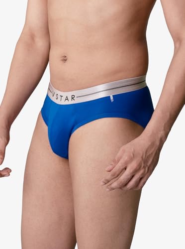 Image of VSTAR SG 04 Brief for Men | Super Soft Cotton Elastane, Metallic Waistband, Anti-Chafe Leg Bands, Double Layered Pouch - Briefs for Man |M|Web Blue