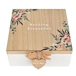 Widdop & Co Love Story Wooden Wedding Keepsake Box – Mr & Mrs Memory Box with Heart Clasp – Rustic Wedding Gift for Photos, Cards & Special Memories