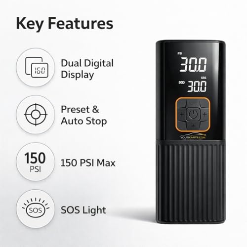 Image of YOURKARTS 2-in-1 Portable Tyre Inflator for Car & Bike