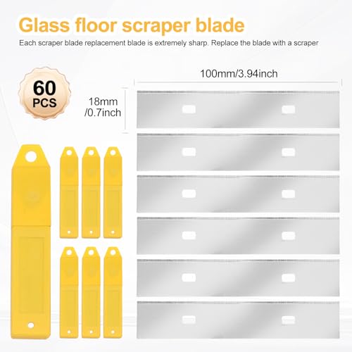 Pack of 60 replacement blades for scrapers, 100 mm, blades for paint scraper, carpet scraper, wallpaper scraper, wallpaper scraper blades, carbon steel for glass, glue, window tiles, mirrors 2 Pack of 60 replacement blades for scrapers, 100 mm, blades for paint scraper, carpet scraper, wallpaper scraper, wallpaper scraper blades, carbon steel for glass, glue, window tiles, mirrors - Image 2