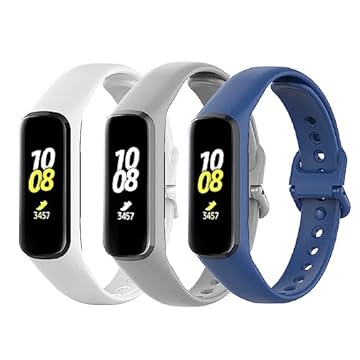 3 pulseiras de silicone compativel com Fit 2 r220 SM-R220 (Azul/Cinza/Branco)