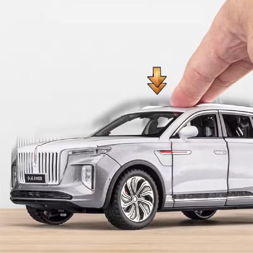 Image of LONGMIRE 1:24 HONGQI Red Flag E-HS9 Toy Car Model, Diecast Collectible Pull Back Model Car with Sound and Light, Toy Gift Vehicles for Adults Kids Boys Girls【Color As Per Stock】