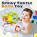 Sizobi Baby Bath Toys, Rechargeable Turtle Bath Toy Sprinkler for Toddler with 5 Rings, Bathtub Fountain Spray Toy,Pool Water Bath Toys for Kids Ages 1-3 Boys Easter Basket Stuffers Birthday Gifts