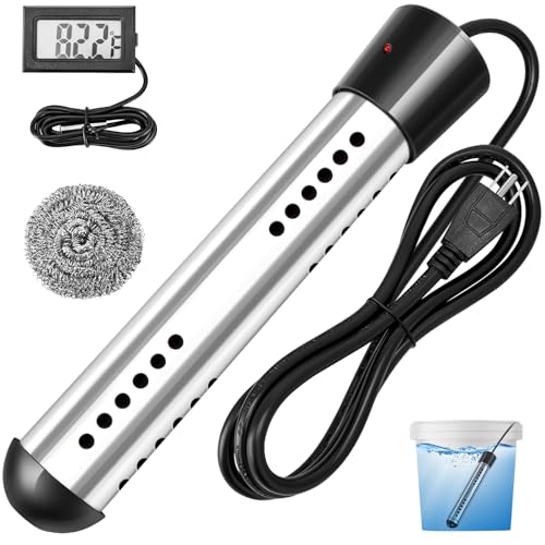 KaKinCa Immersion Water Heater Electric 2000W, Portable Water Heater with LCD Thermometer and 304 Stainless Steel Guard, Bucket Heaters for Fast Heating in Bathtubs, Small Pools, Basins