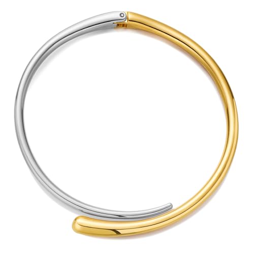 Collier plastron en métal bicolore au design goutte d'eau