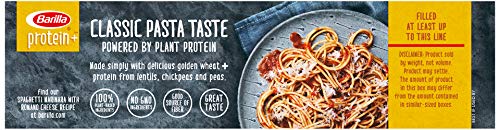 BARILLA Protein+ (Plus) Spaghetti Pasta - Protein from Lentils, Chickpeas & Peas - Good Source of Plant-Based Protein - Protein Pasta - Non-GMO - Kosher Certified - 14.5 Ounce Box (7 Servings per Box)